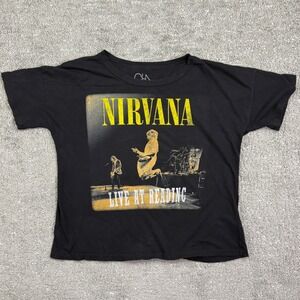 Chaser Nirvana T-Shirt Women XS Black Live at Reading Graphic Short Sleeve Tee